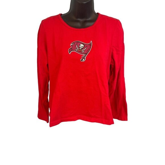 Tampa Bay Buccaneers Red Long Sleeved T-Shirt with Sparkle Logo - Picture 1 of 8